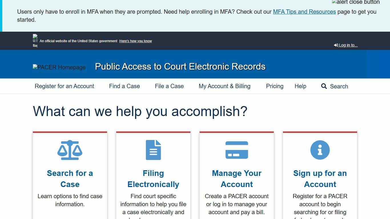 Public Access to Court Electronic Records PACER: Federal Court Records